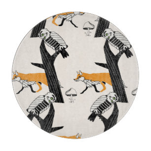 Tabla De Cortar Fox, búho, árbol, vintage sin costuras.