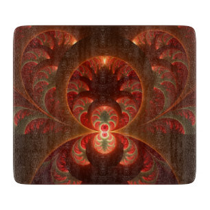 Tabla De Cortar Fractal abstracto moderno naranja rojo luminoso