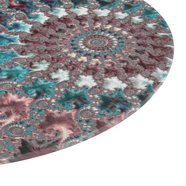 Tabla De Cortar Fractal espiral bohemiana ecléctica retro Groovy (Borde)