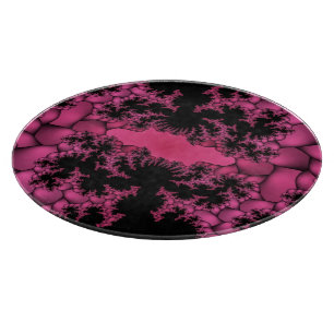 Tabla De Cortar fractal negro y rosa