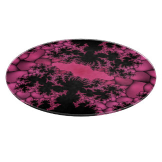 Tabla De Cortar fractal negro y rosa
