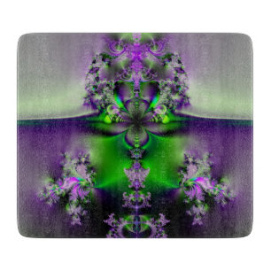 Tabla De Cortar Fractal púrpura y verde de la gloria