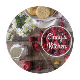 Tabla De Cortar Frambuesas en un tazón Floral Rústico Cocina