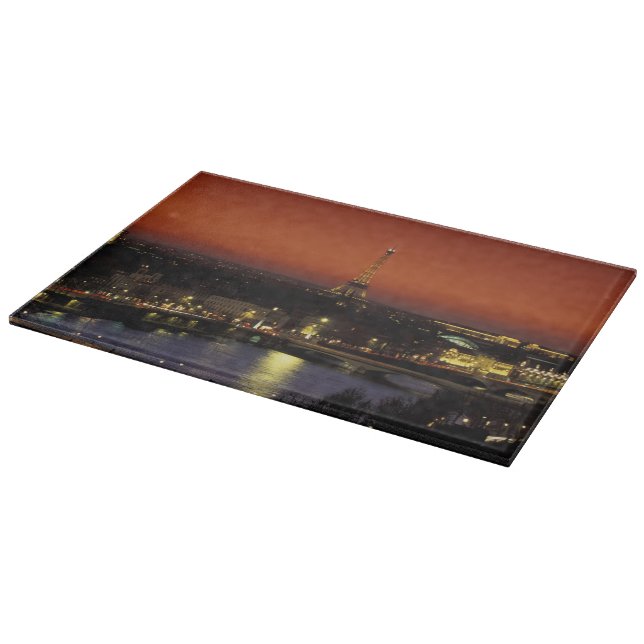 Tabla De Cortar Francia, París Vista al atardecer de la Torre Eiff (Borde)