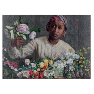 Tabla De Cortar Frederic Bazille - Mujer joven con peonías