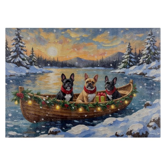 Tabla De Cortar French Bulldog Christmas Boat Holiday (Anverso)