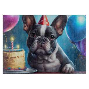 Tabla De Cortar Frenchie Birthday Bash: Un lindo Bulldog francés
