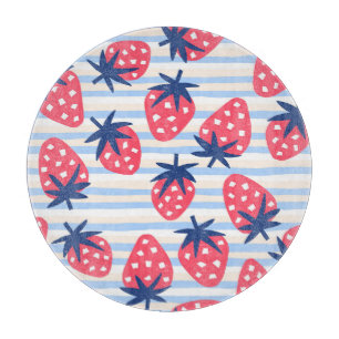 Tabla De Cortar Fresa Línea de arte: dulce patrón sin costura