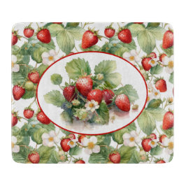 Tabla De Cortar Fresas Adorables Acuarela