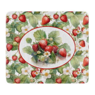 Tabla De Cortar Fresas Adorables Acuarela