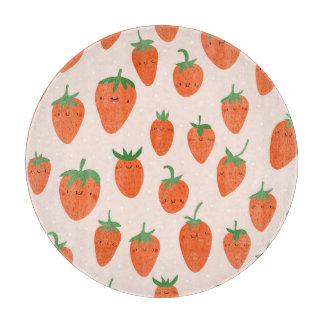 Tabla De Cortar Fresas Cutas: Patrón Personalizado Vintage
