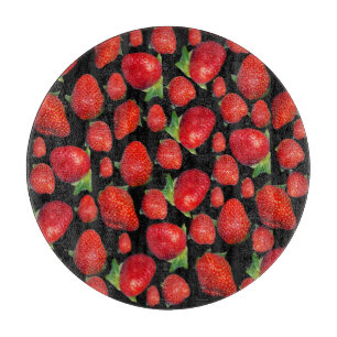 Tabla De Cortar Fresas Deliciosas Rojas,  