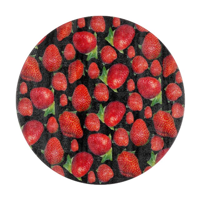 Tabla De Cortar Fresas Deliciosas Rojas,   (Anverso)