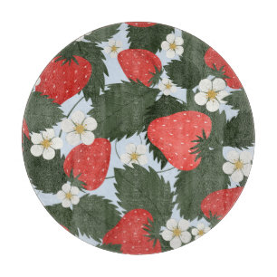 Tabla De Cortar Fresas: diseño de patrones de frutas de verano.