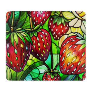 Tabla De Cortar Fresas en la vidriera de corte de vidrio