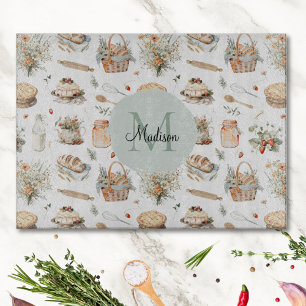 Tabla De Cortar Fresas Florales Caprichosas Monogramadas Campestre