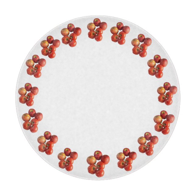 Tabla De Cortar Fresh Apples and Tomatoes Round Glass Cutting Boar (Anverso)