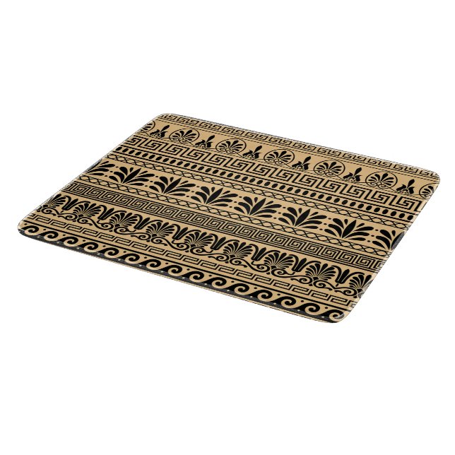 Tabla De Cortar Fret griego, patrón mediterráneo, marrón (Borde)