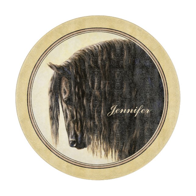 Tabla De Cortar Friesian Draft Horse Yellow (Anverso)
