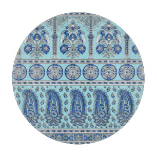 Tabla De Cortar Frontera Paisley Asiática: Diseño Tradicional.