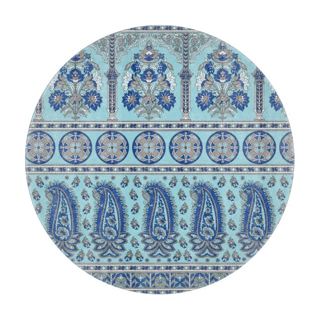 Tabla De Cortar Frontera Paisley Asiática: Diseño Tradicional. (Anverso)