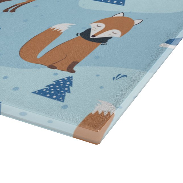 Tabla De Cortar Frosty Winter Foxes (Borde)