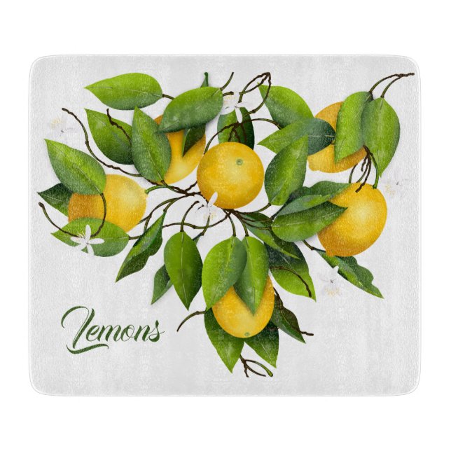 Tabla De Cortar Fruta cítrica de limón botánica (Anverso)