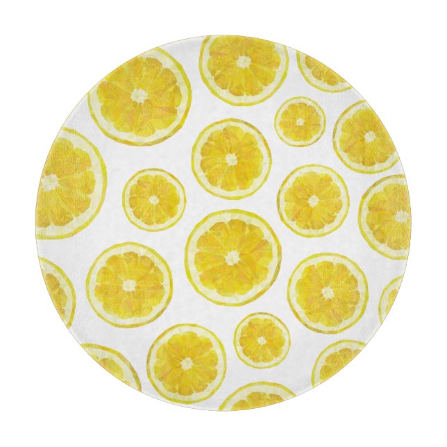 Tabla De Cortar Fruta fresca de limón amarillo moderno (Anverso)