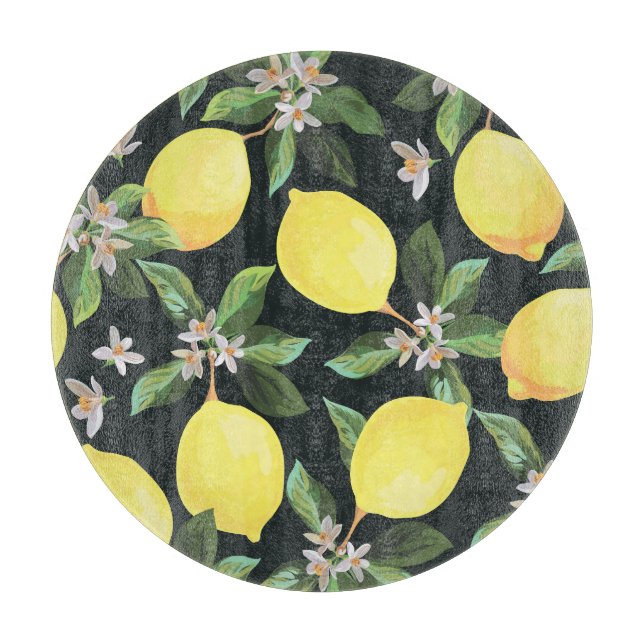 Tabla De Cortar Fruta limón: Diseño de patrones sin foco (Anverso)