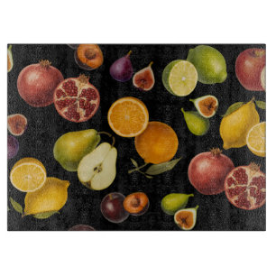 Tabla de cortar frutas botánicas vintage
