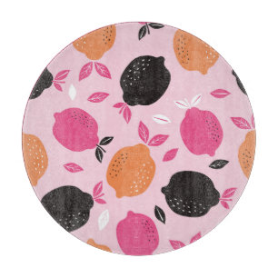 Tabla De Cortar Frutas cítricas, patrón textil vintage.