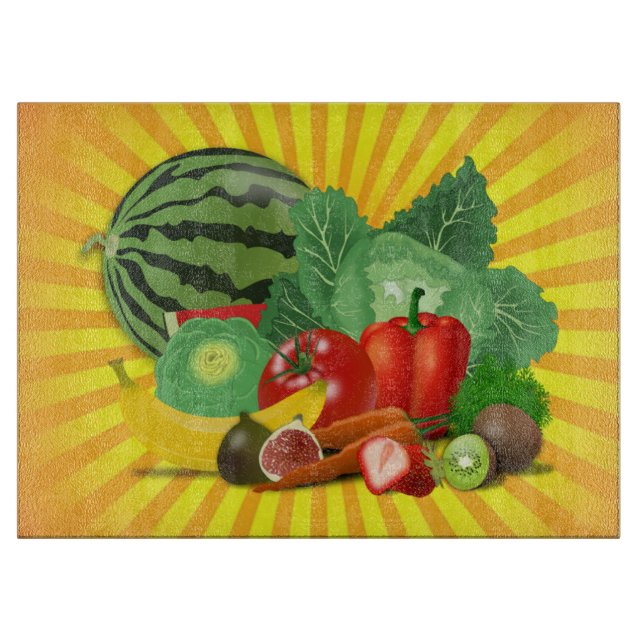Tabla De Cortar Frutas magníficas Verduras y sol (Anverso)