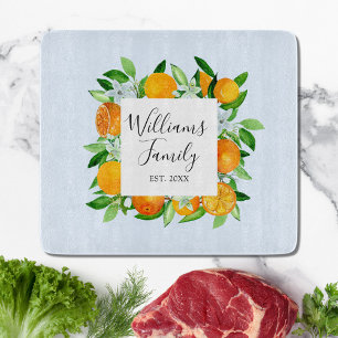 Tabla De Cortar Frutas naranjas y flores florales de verano botáni