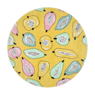 Tabla De Cortar Frutas tropicales: Patrón de impresión vibrante