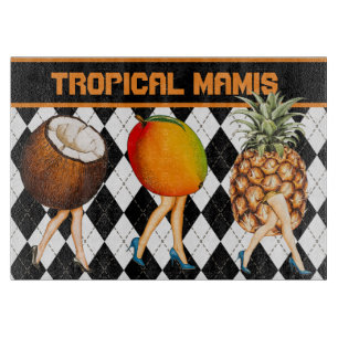 Tabla De Cortar Frutas Tropicales personalizados Damas En Blanco Y