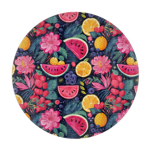 Tabla De Cortar Frutas y flores tropicales (Anverso)