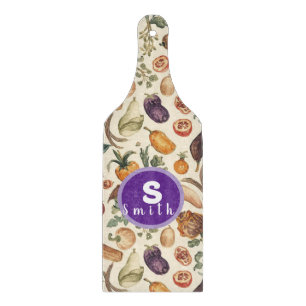 Tabla De Cortar Frutas y verduras con iniciales personalizadas