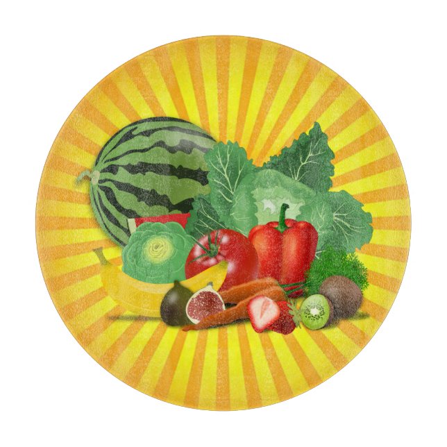 Tabla De Cortar Frutas y Verduras y Sol Hermosos (Anverso)