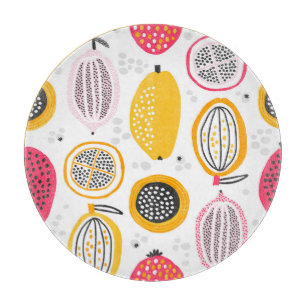 Tabla De Cortar Frutos exóticos dibujados a mano: Verano de época