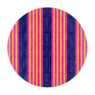 Tabla De Cortar Fuchsia y rayas amarillas con azul marino