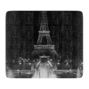 Tabla De Cortar Fuente vintage de París Torre Eiffel noche
