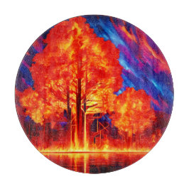 Tabla De Cortar Fuerte incendio forestal en colores vivos