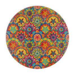 Tabla De Cortar Funky Retro Colorido Patrón de Mandala