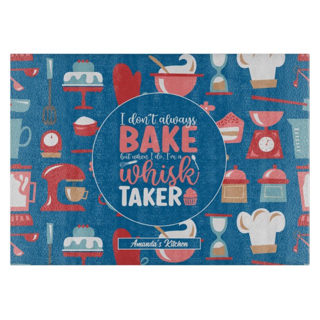 Tabla De Cortar Funny Baking Whisk Taker Guay Retro Baker Pattern (Anverso)