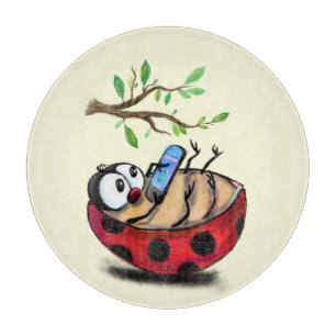 Tabla De Cortar Funny Cutting Board Happy Ladybug con el teléfono