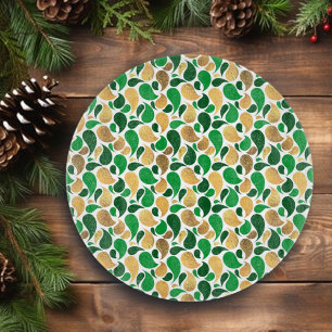 Tabla De Cortar Fusión de Patrón Festivo de Brillo Verde y Dorado