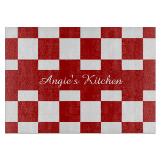 Tabla De Cortar Gadget de cocina de tablero de cheques rojo y blan