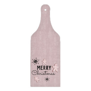 Tabla De Cortar Galleta de jengibre rosa de Navidad alegre