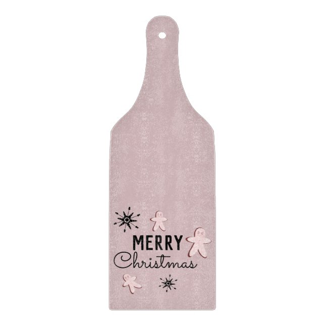 Tabla De Cortar Galleta de jengibre rosa de Navidad alegre   (Anverso)