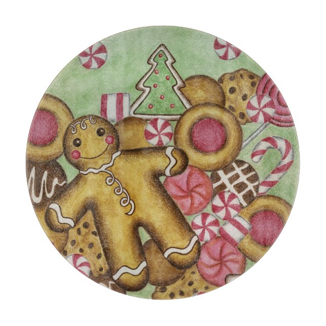 Tabla De Cortar Galletas de jengibre Navidad Fiesta  (Anverso)